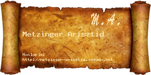 Metzinger Arisztid névjegykártya